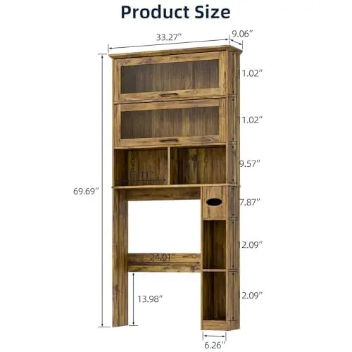 Over the Toilet Storage Cabinet with Glass Door
