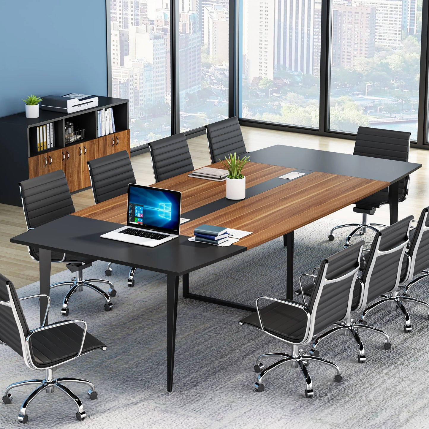 Boat-Shaped Conference Table