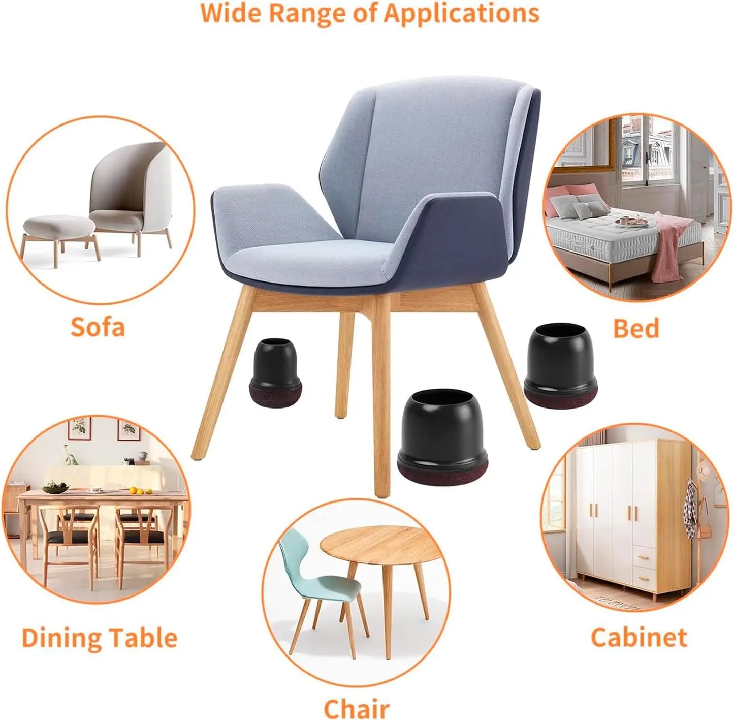 Chair Leg Floor Protectors with Felt Pads (8PCS)