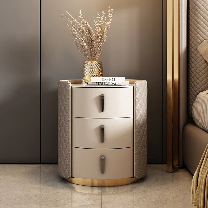 Storage Modern Nightstand – Italian Aesthetic Leather Bedside Table