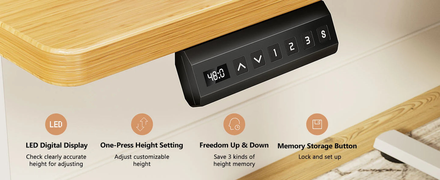 Electric Height Adjustable Standing Desk – 40x24 Inch