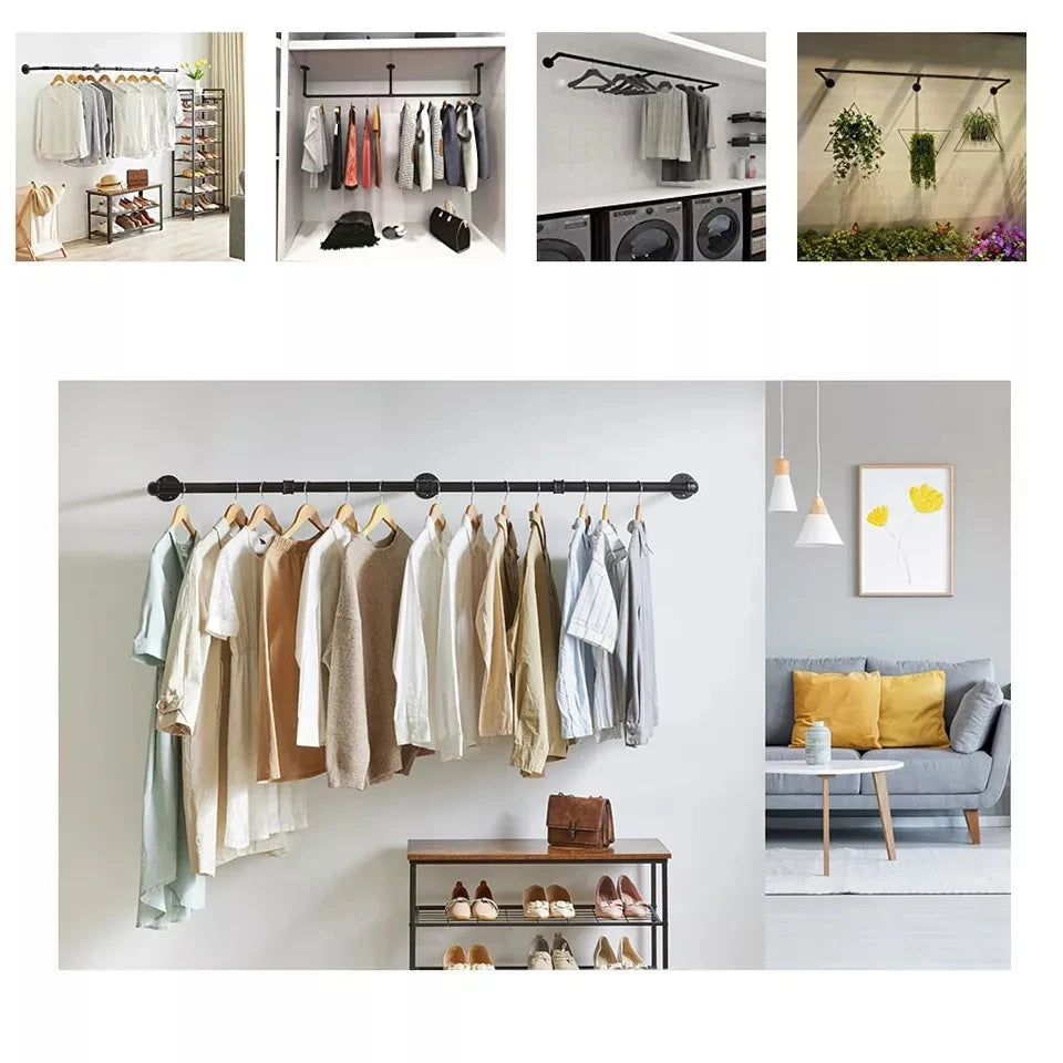 Industrial Wall Clothes Rack