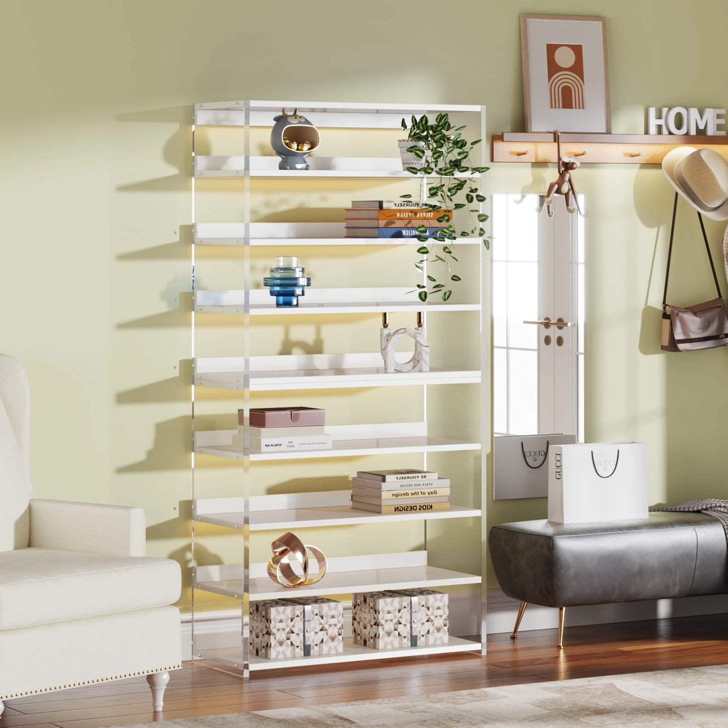Acrylic 8-Tier Bookshelf