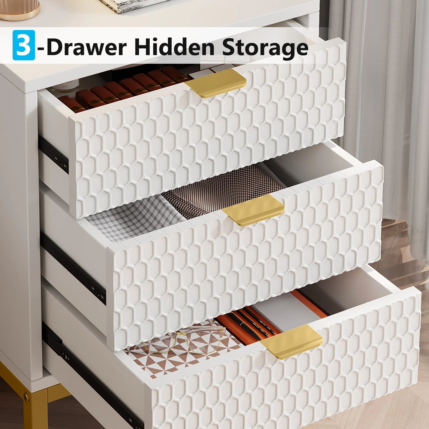 Hexagon 3-Drawer Nightstand