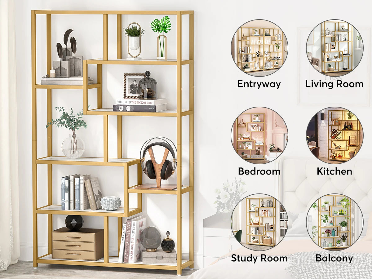 Gold Etagere Bookcase