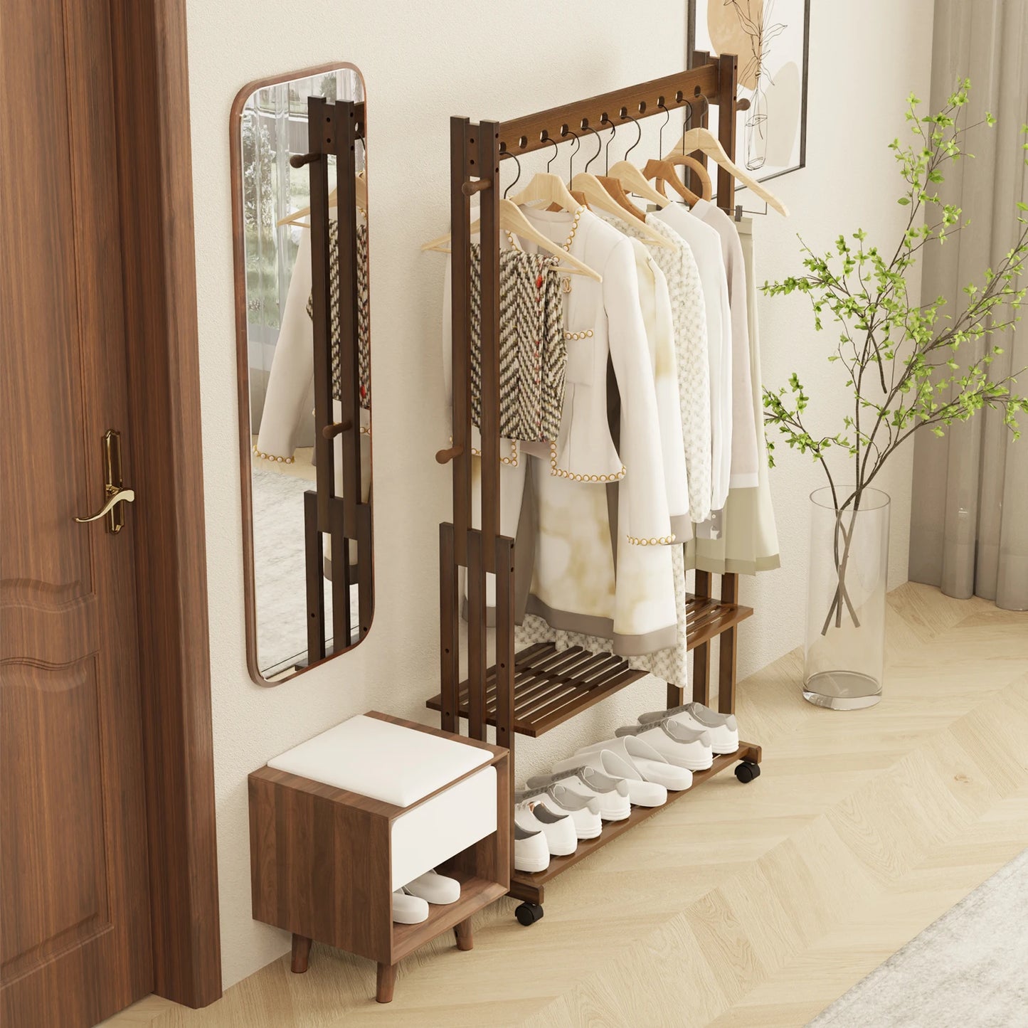 Vintage Bamboo Clothes Rack