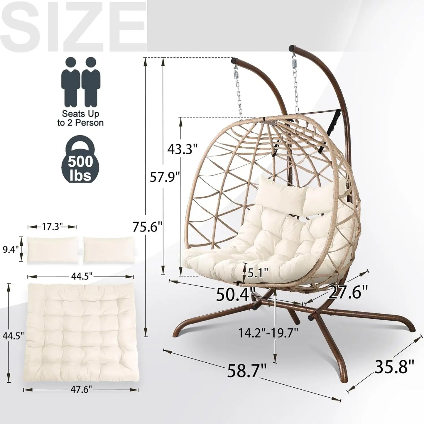 Wicker Double Egg Swing