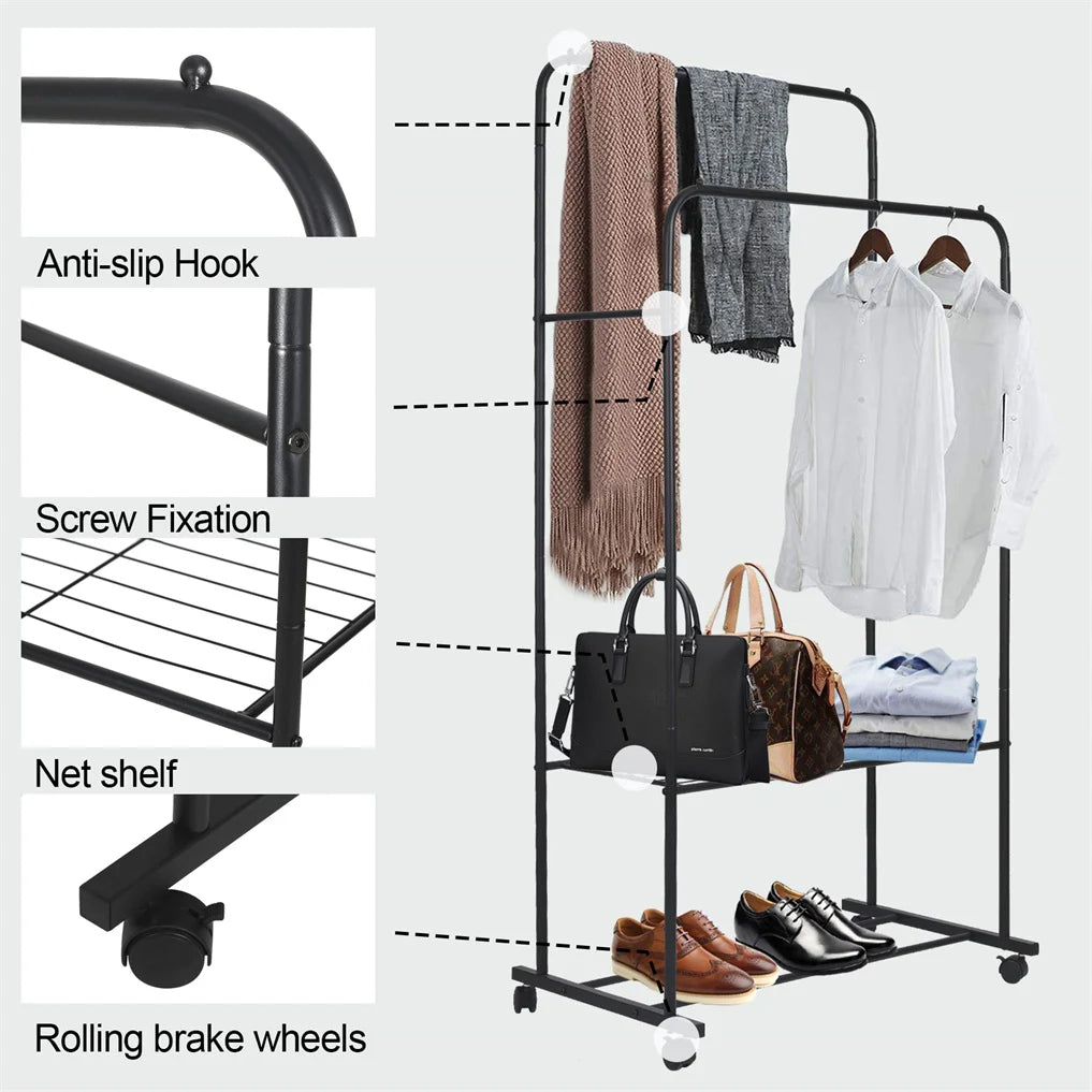 Heavy Metal Double Clothes Rail Rack