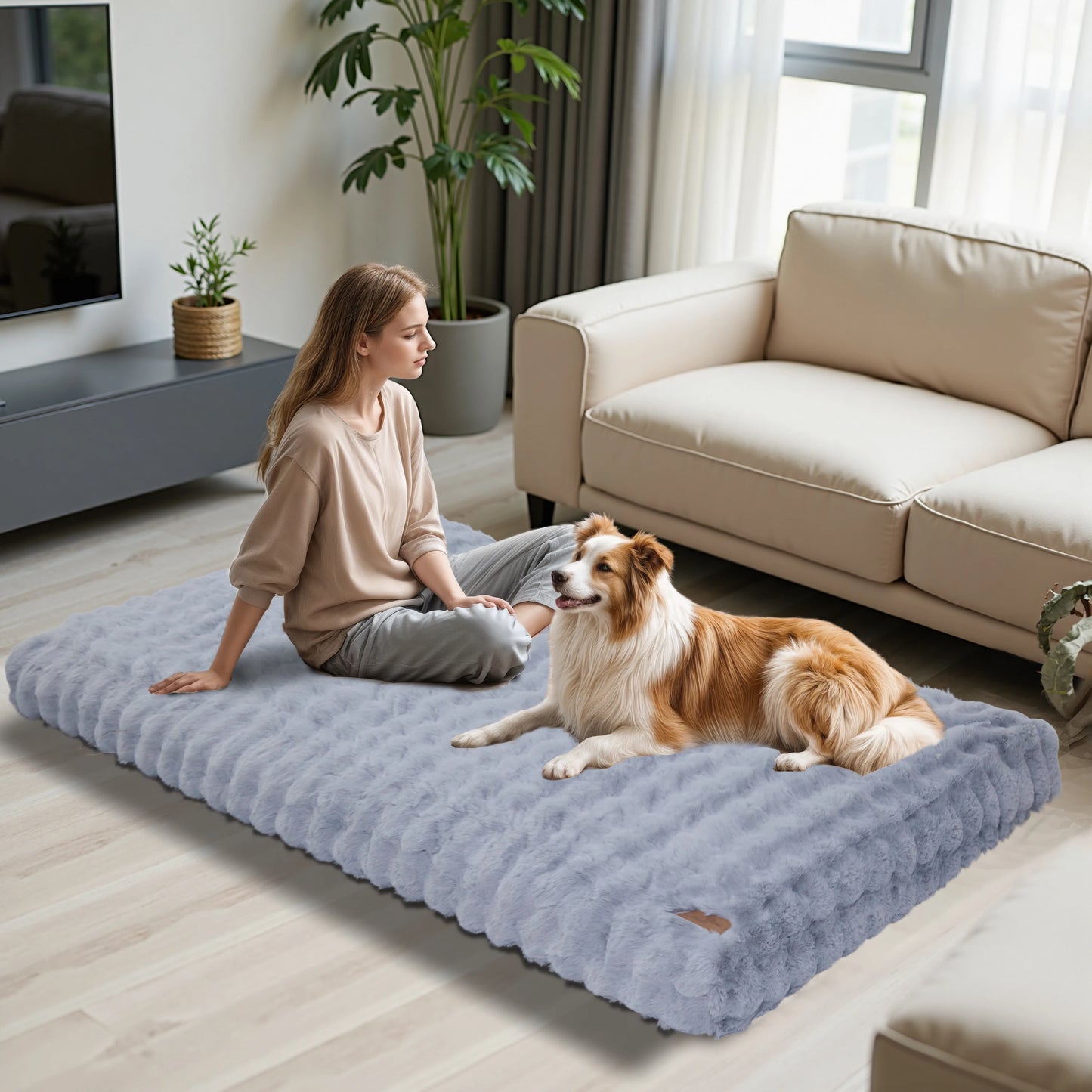 Fluffy Crate Bed for Extra Large Dogs
