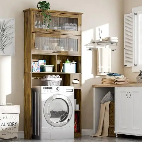 Over the Toilet Storage Cabinet with Glass Door