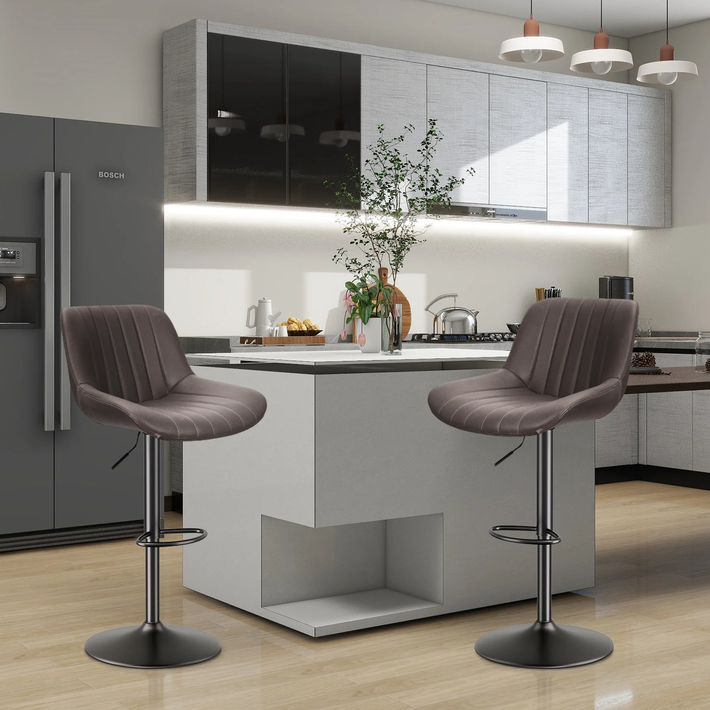 Rotating Counter Fabric Stool