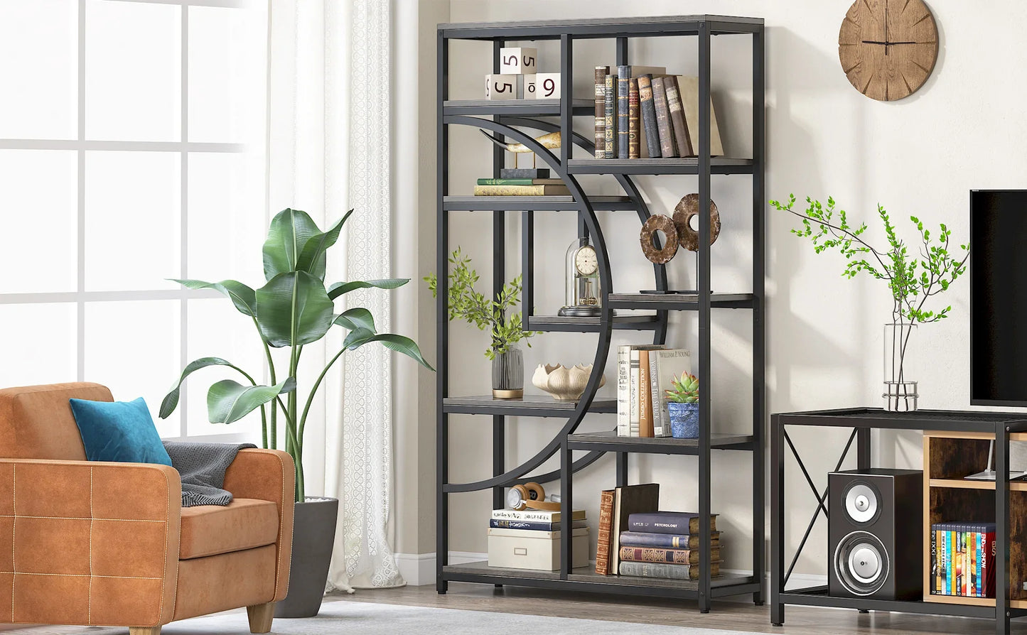 Half‑Moon Etagere Bookcase