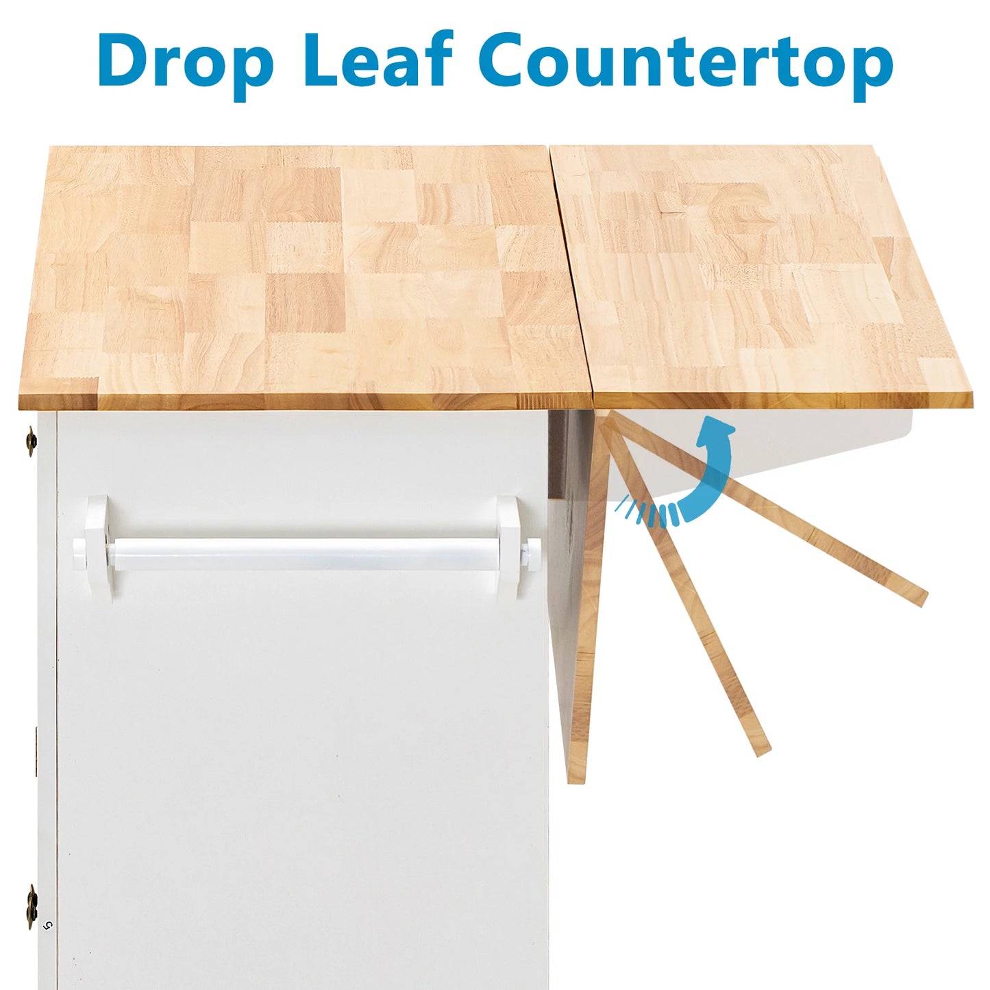 Rolling Kitchen Island with Drop Leaf