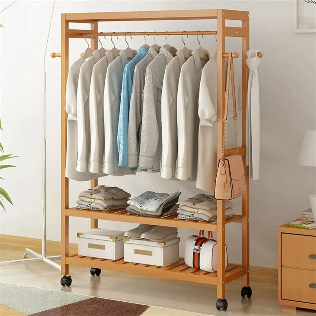 Bamboo Rolling Coat Rack