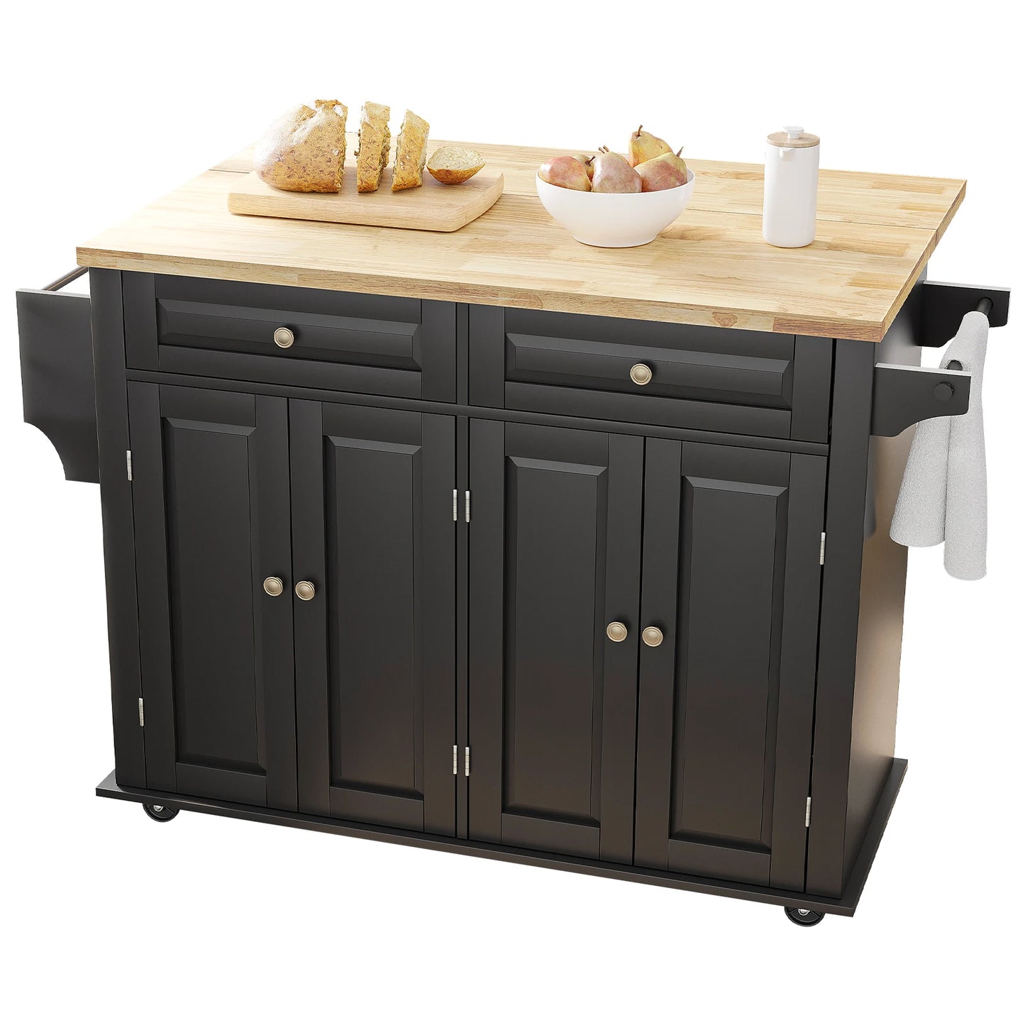 Rolling Kitchen Island with Drop Leaf