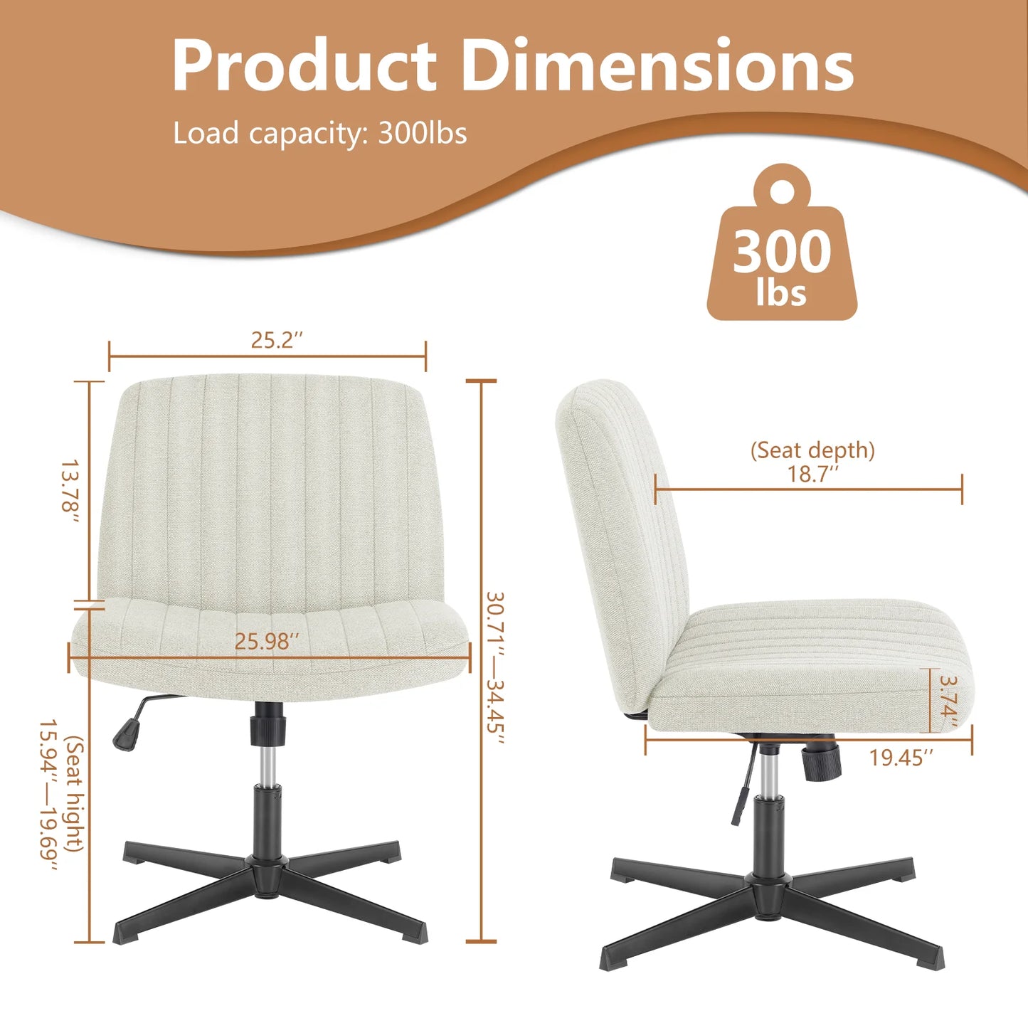 Cross Legged Office Chair with Adjustable Swivel