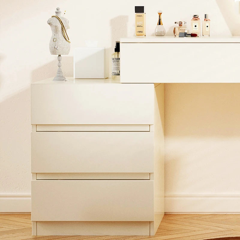 Elegant Minimalist Vanity Table – Nordic Makeup Desk with Mirror & Stool