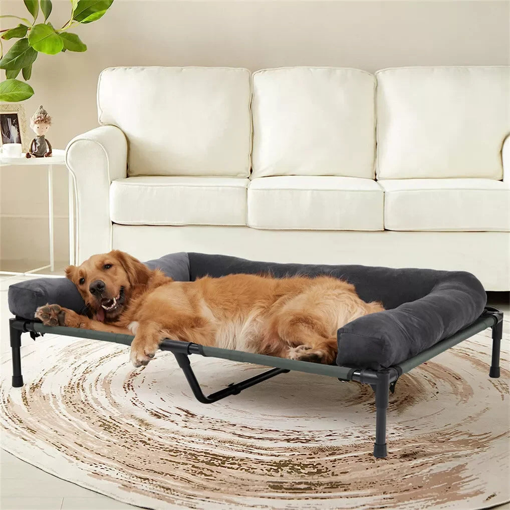 Outdoor Elevated Dog Bed with Bolster