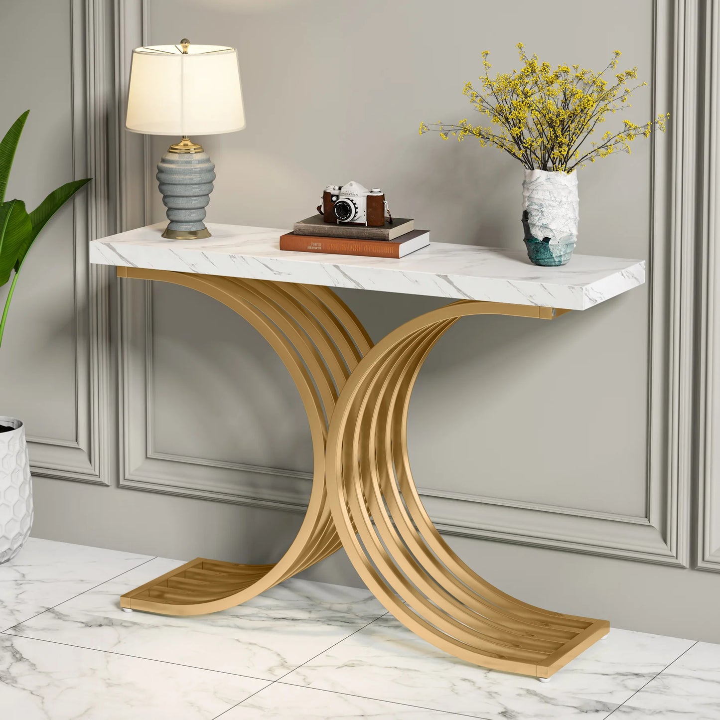 Gold Geometric Console