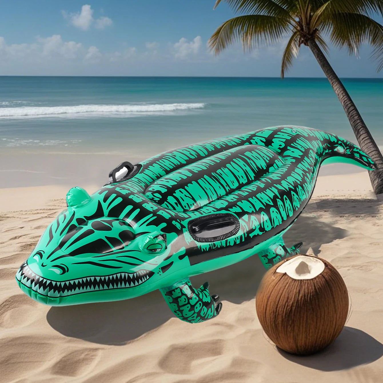 Summer Thick Inflatable Crocodile Shape Swimming Ring