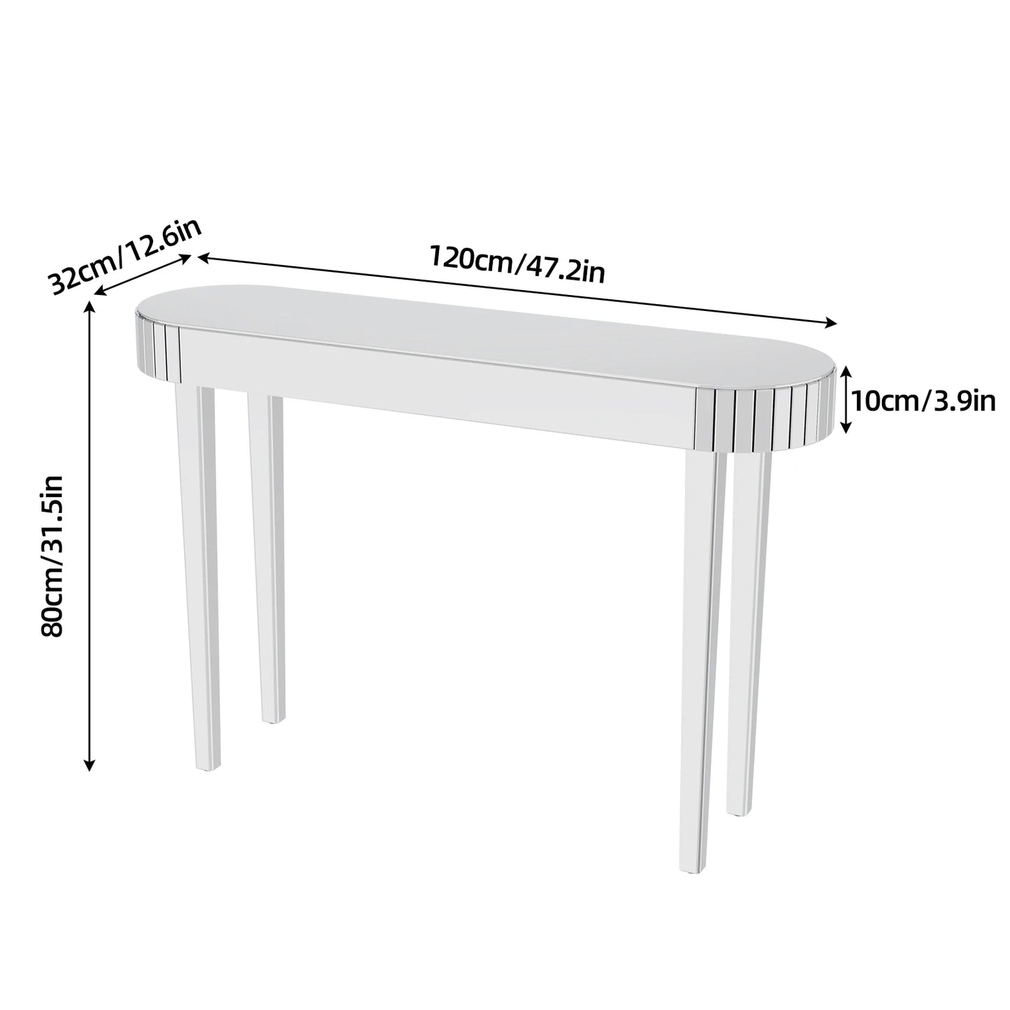 Silver Mirrored Console Table