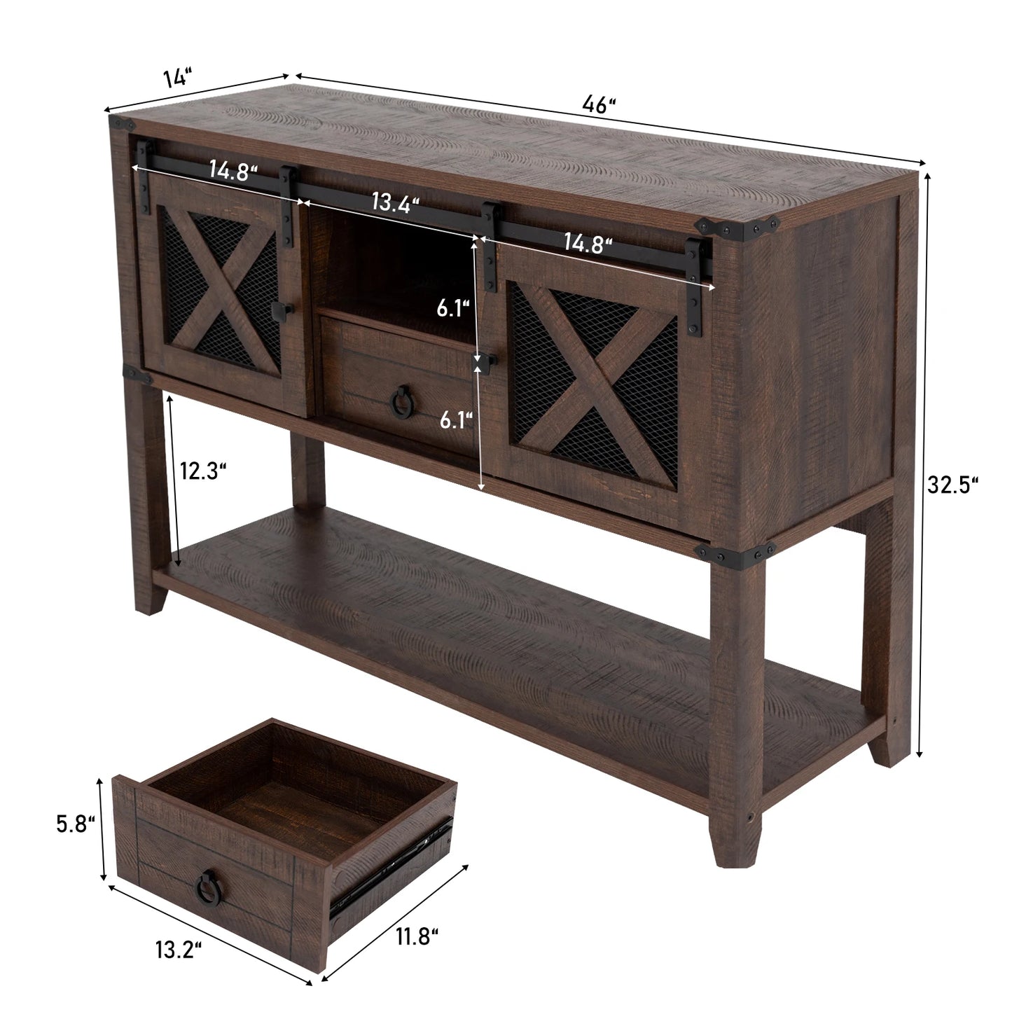 Entryway Table with Sliding Barn Doors