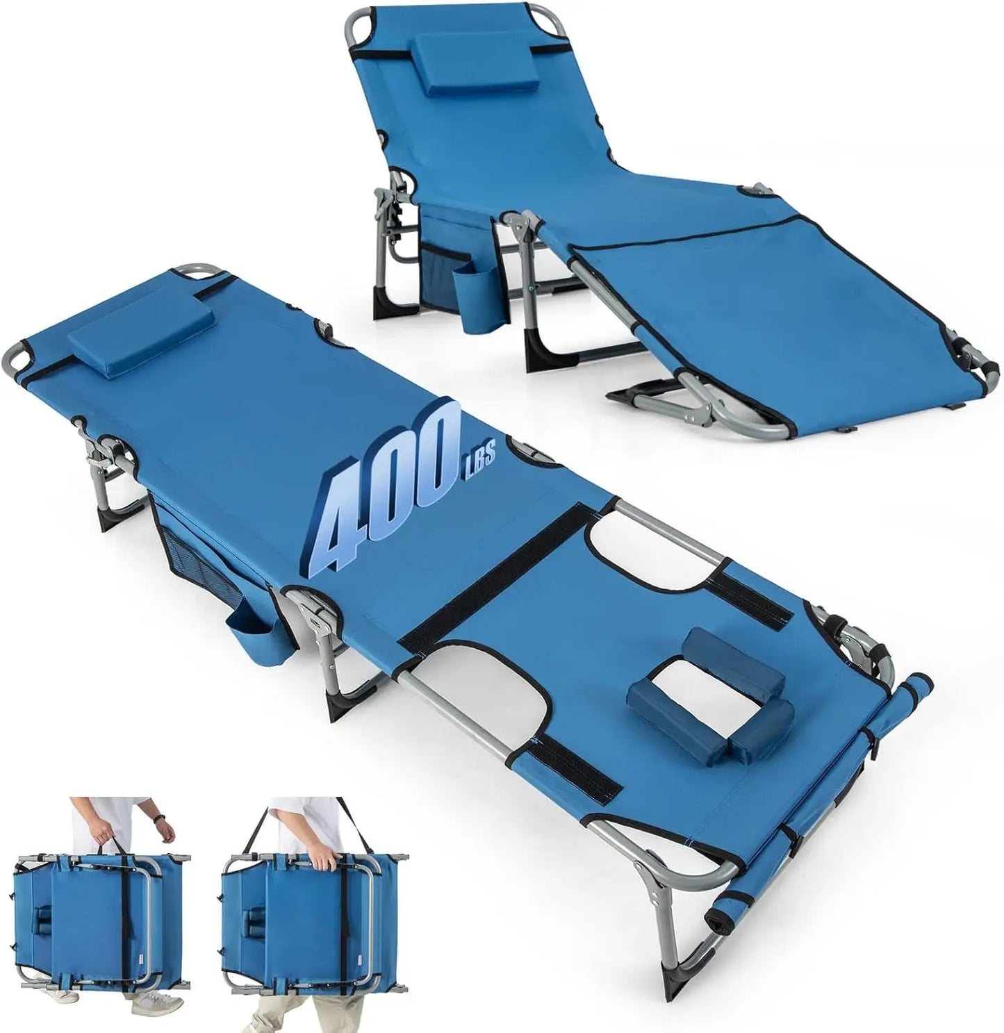 400LBS Folding Tanning Chair – Face Down Sun Lounger with Arm Holes
