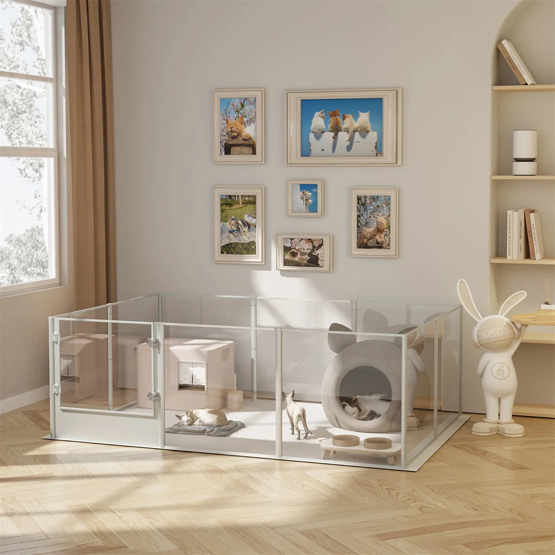 Clear Acrylic Dog Playpen with Pad