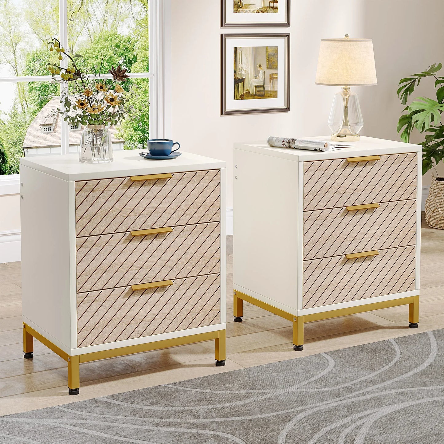 White & Gold Nightstand