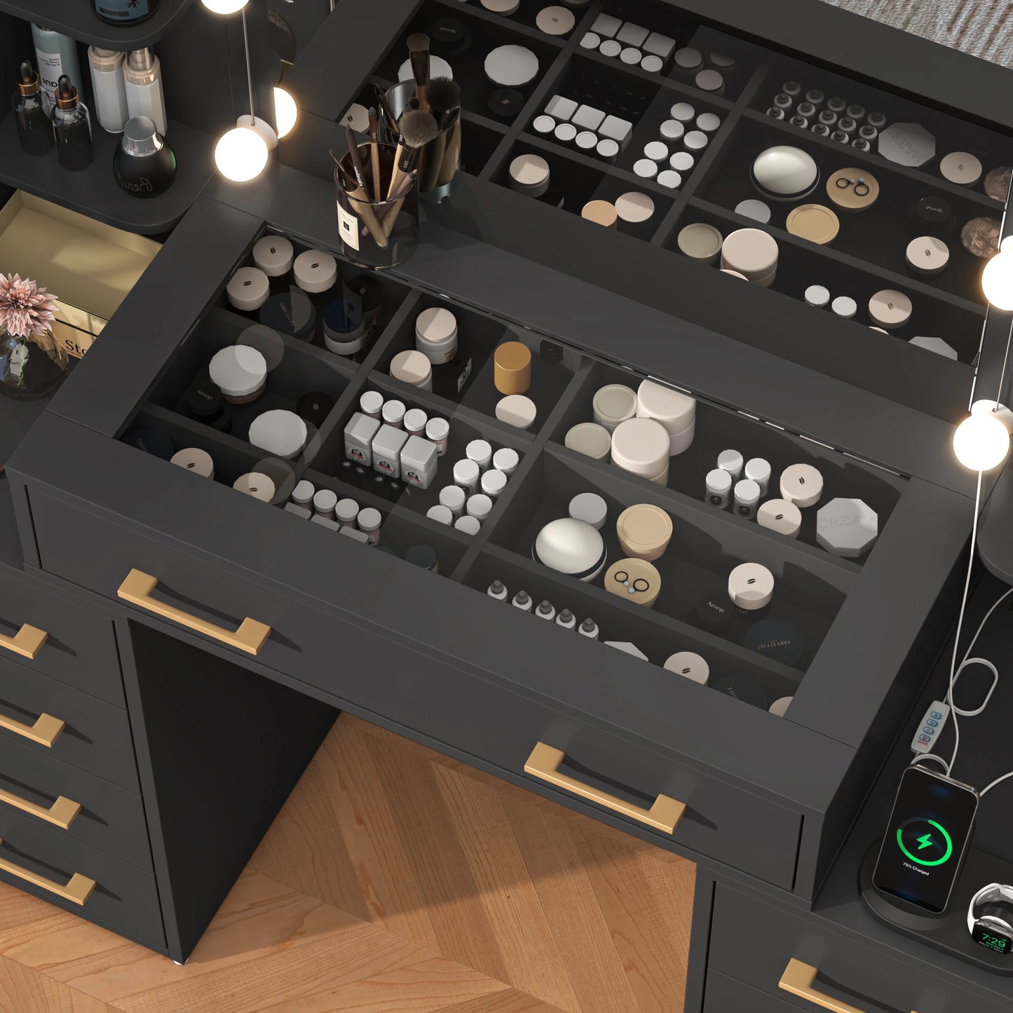 Large makeup table with 9 drawers