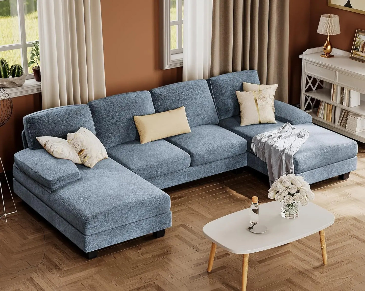 U‑Shaped Linen Sofa