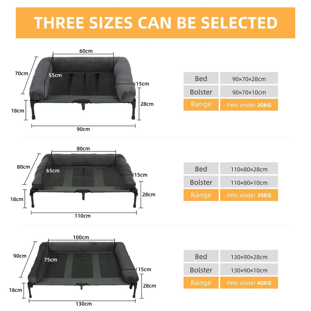 Outdoor Elevated Dog Bed with Bolster