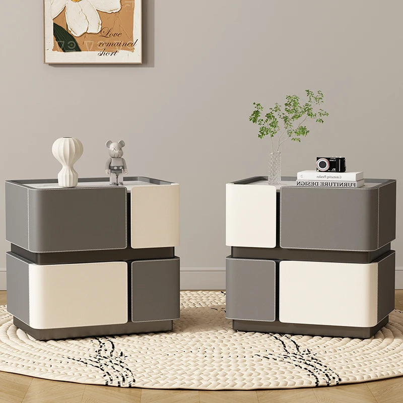 Set of 2 Modern Nordic Night Tables – Italian Minimalist Storage Bedside Furniture