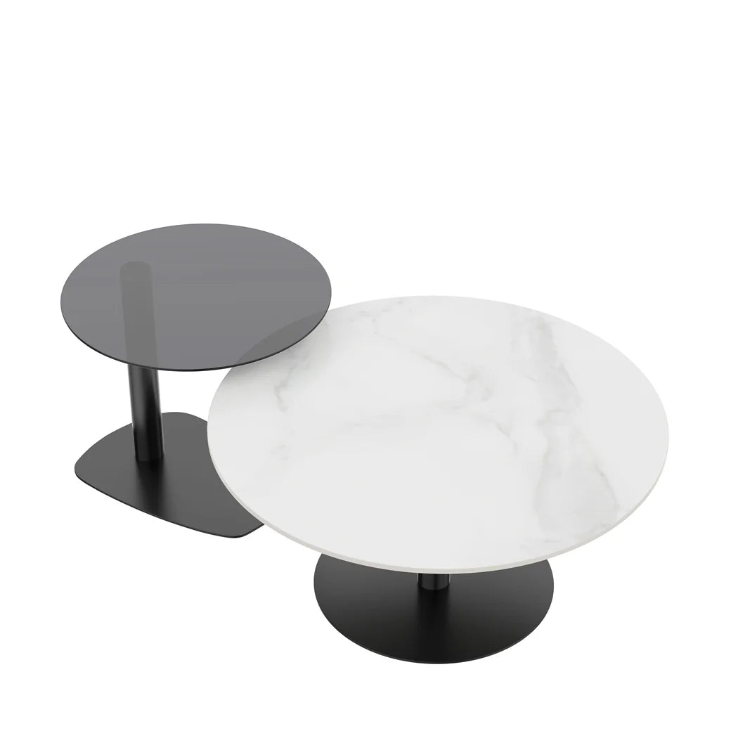 Round Wood Coffee Table Set