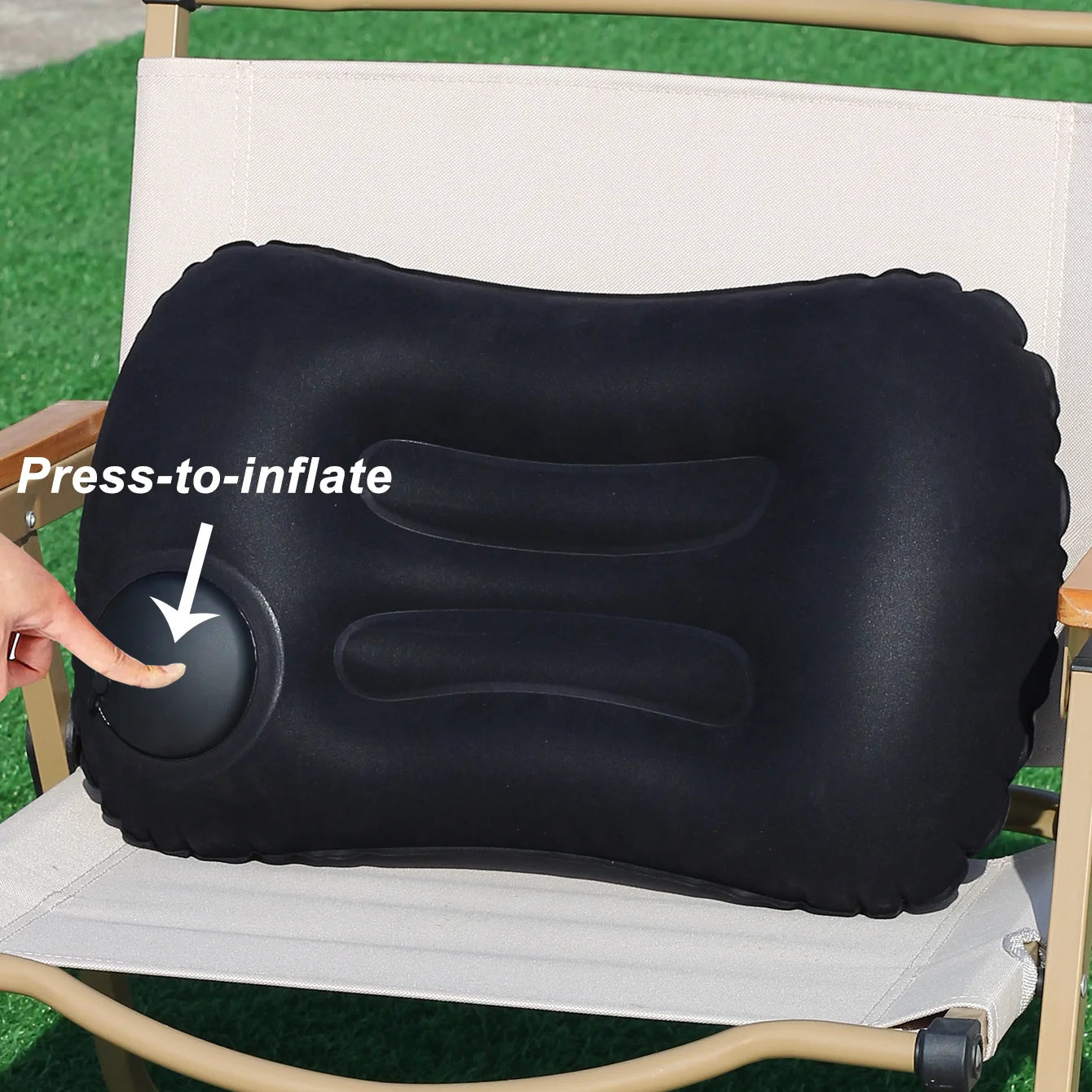 Automatic press - to - inflate pillow
