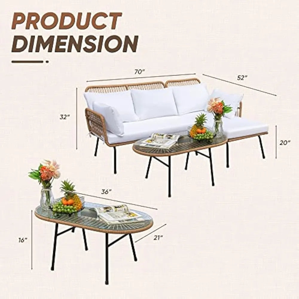 Rope Woven Patio Sofa Set