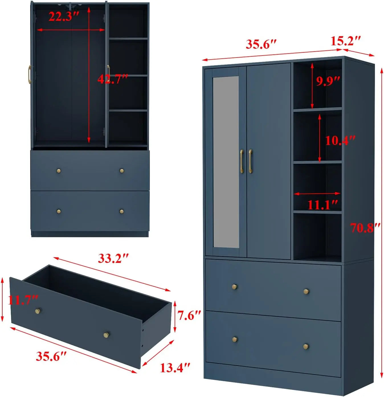 Navy Blue Storage Armoire
