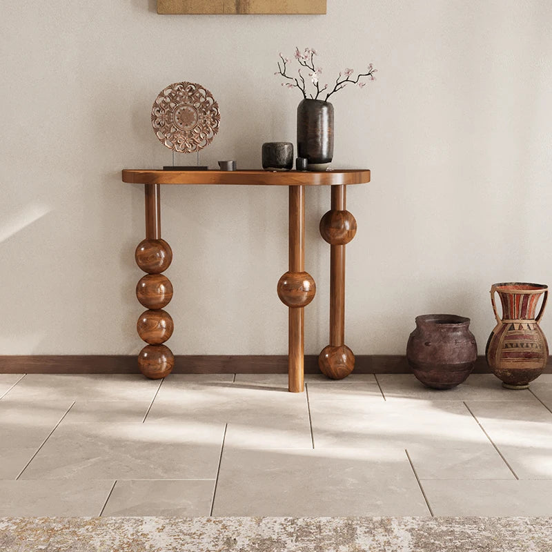 Luxury Corner Console Table – Modern Wooden Entryway Table for Elegant Hall and Living Room Spaces