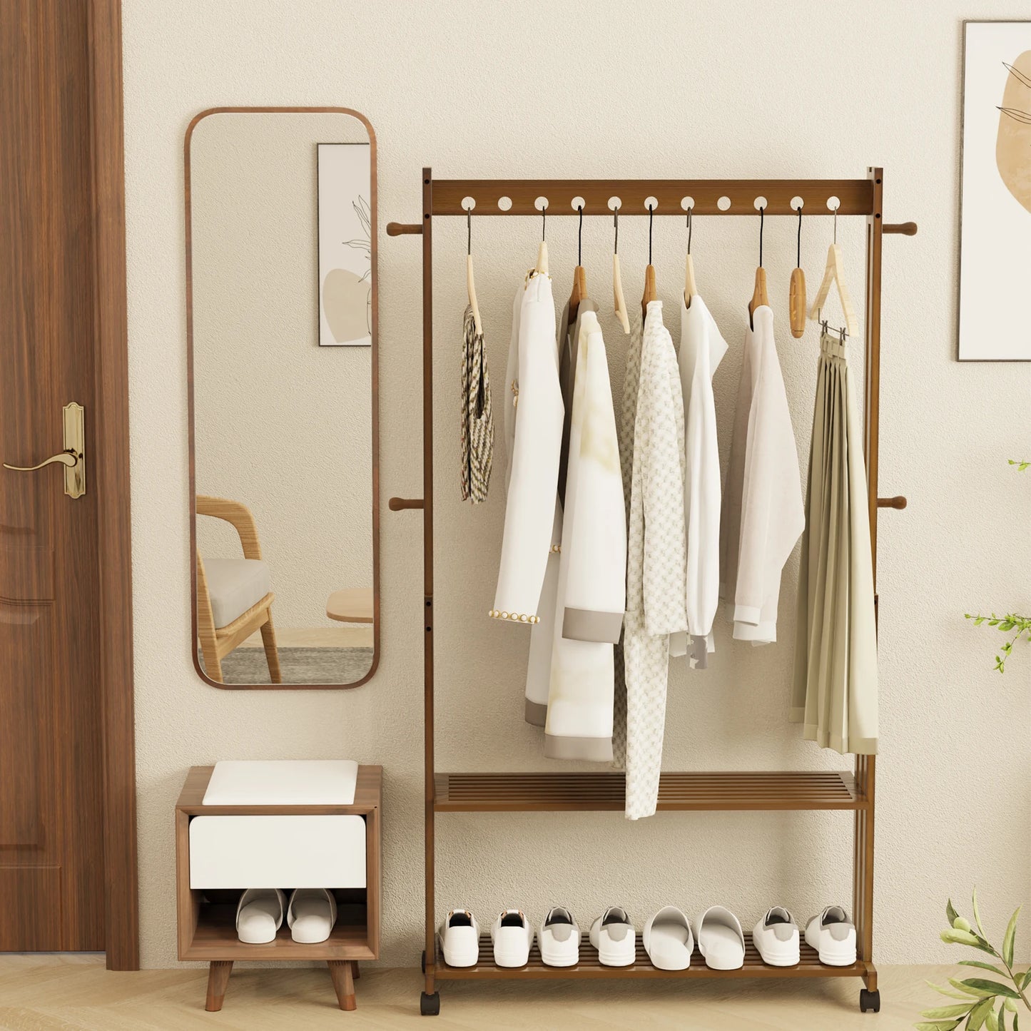 Vintage Bamboo Clothes Rack