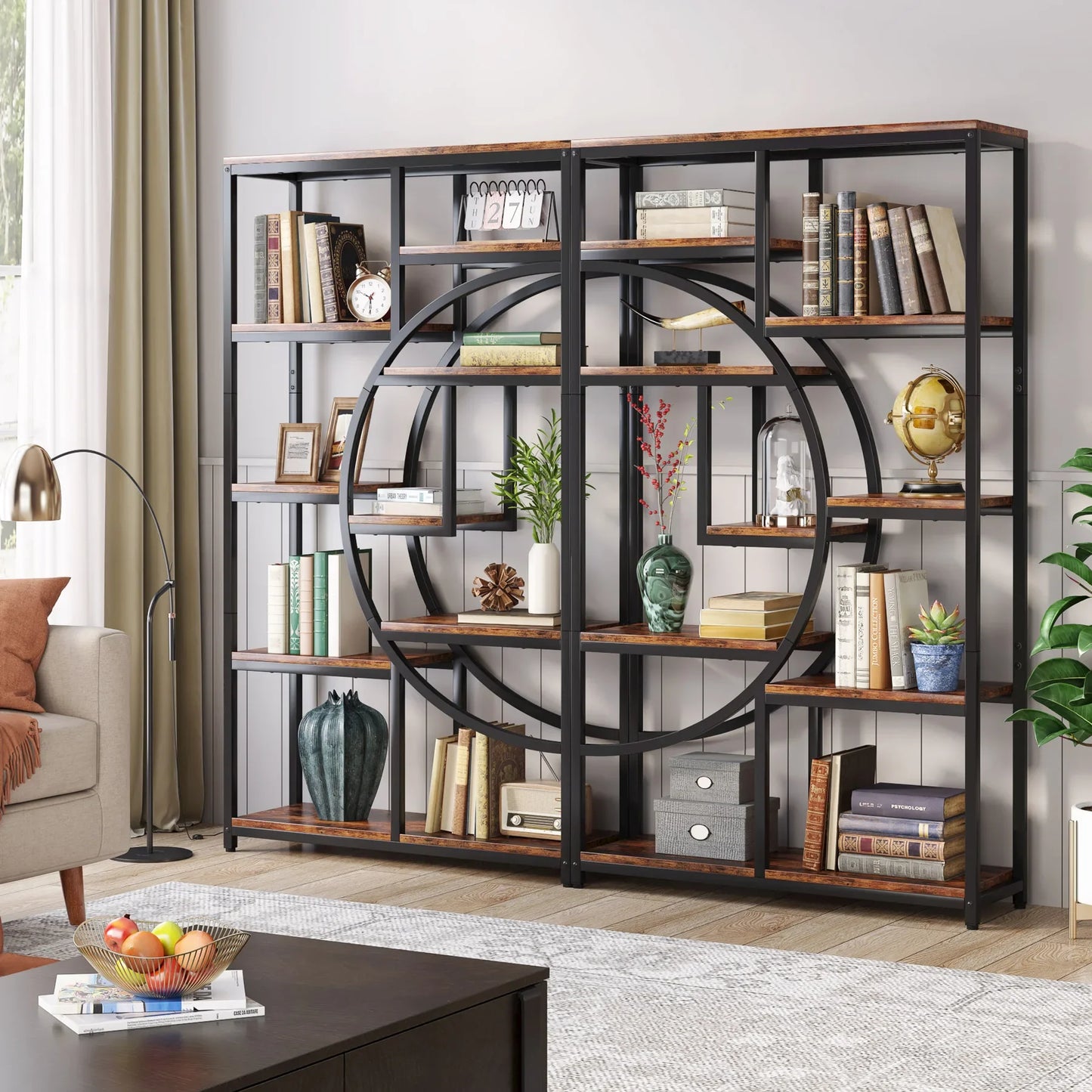 Half‑Moon Etagere Bookcase