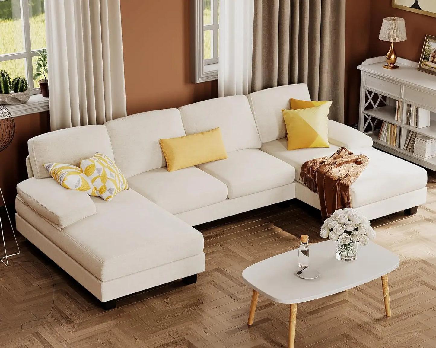 U‑Shaped Linen Sofa