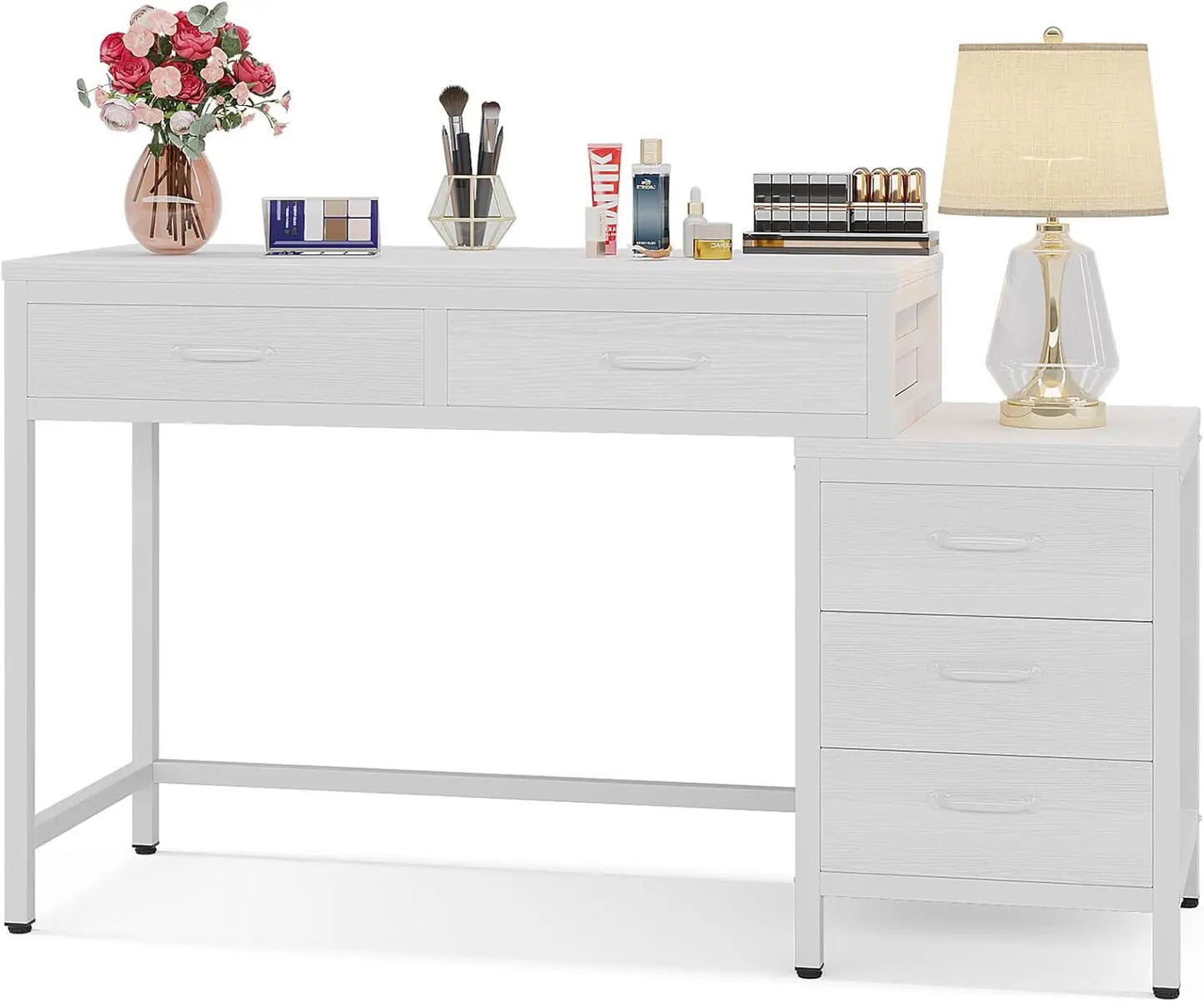 White 5‑Drawer Vanity Desk