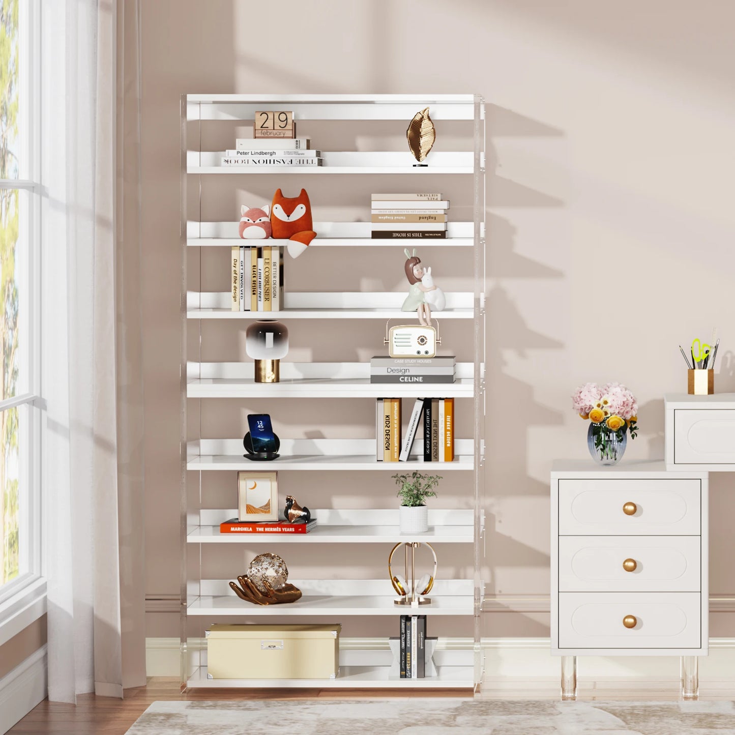 Acrylic 8-Tier Bookshelf