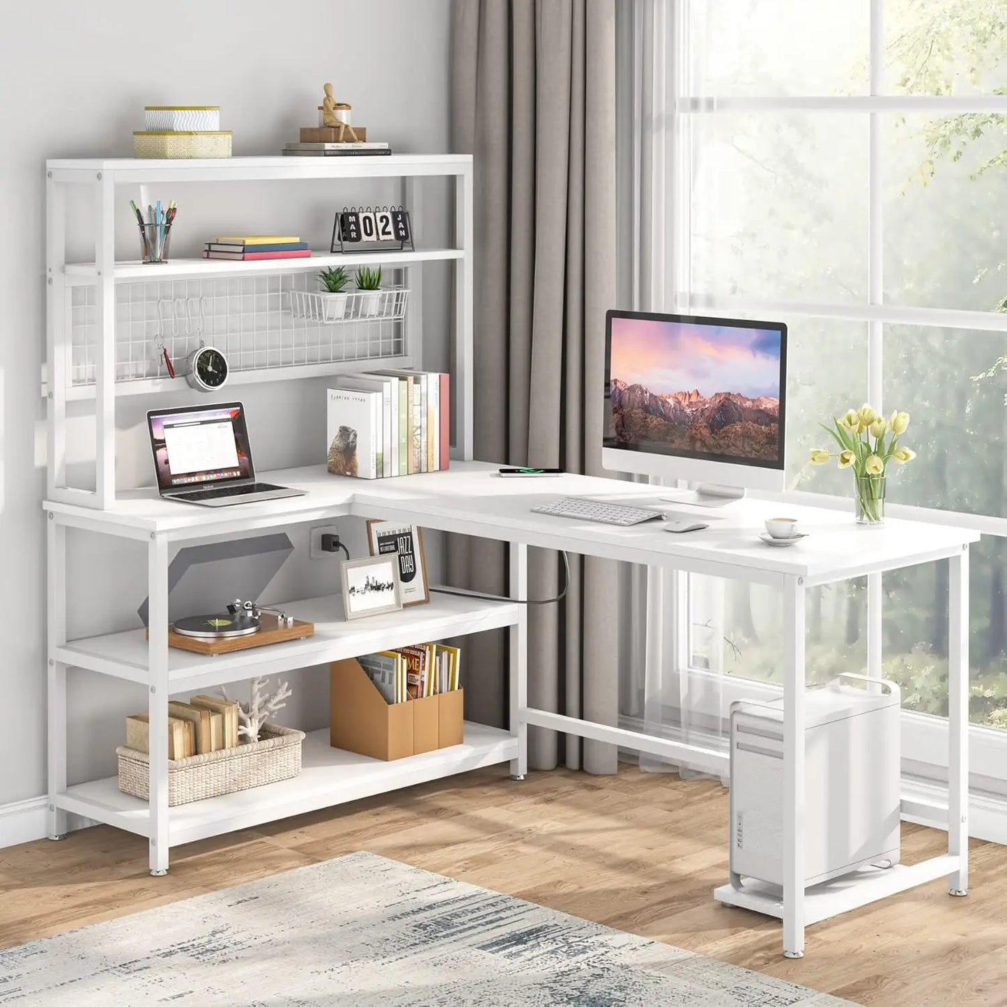 Wireless Charging L-Shape Desk