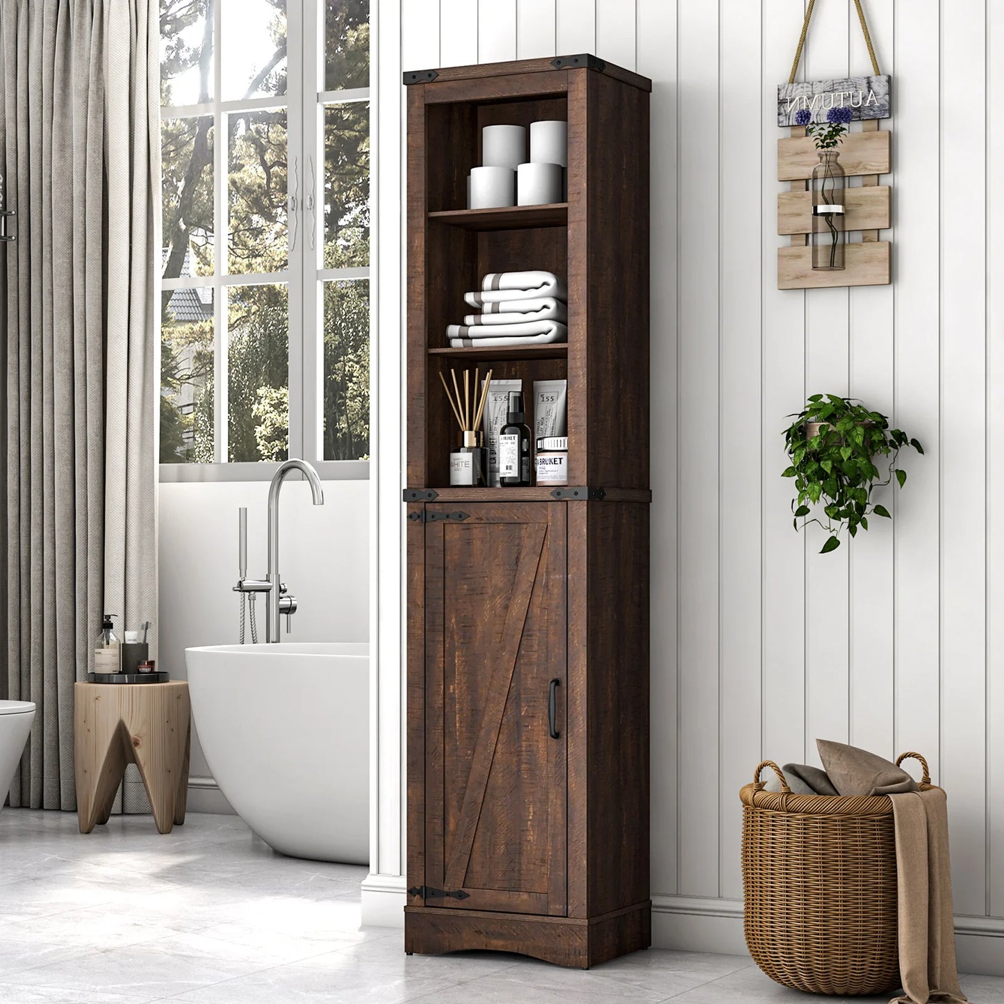 rustic bathroom storage cabinet