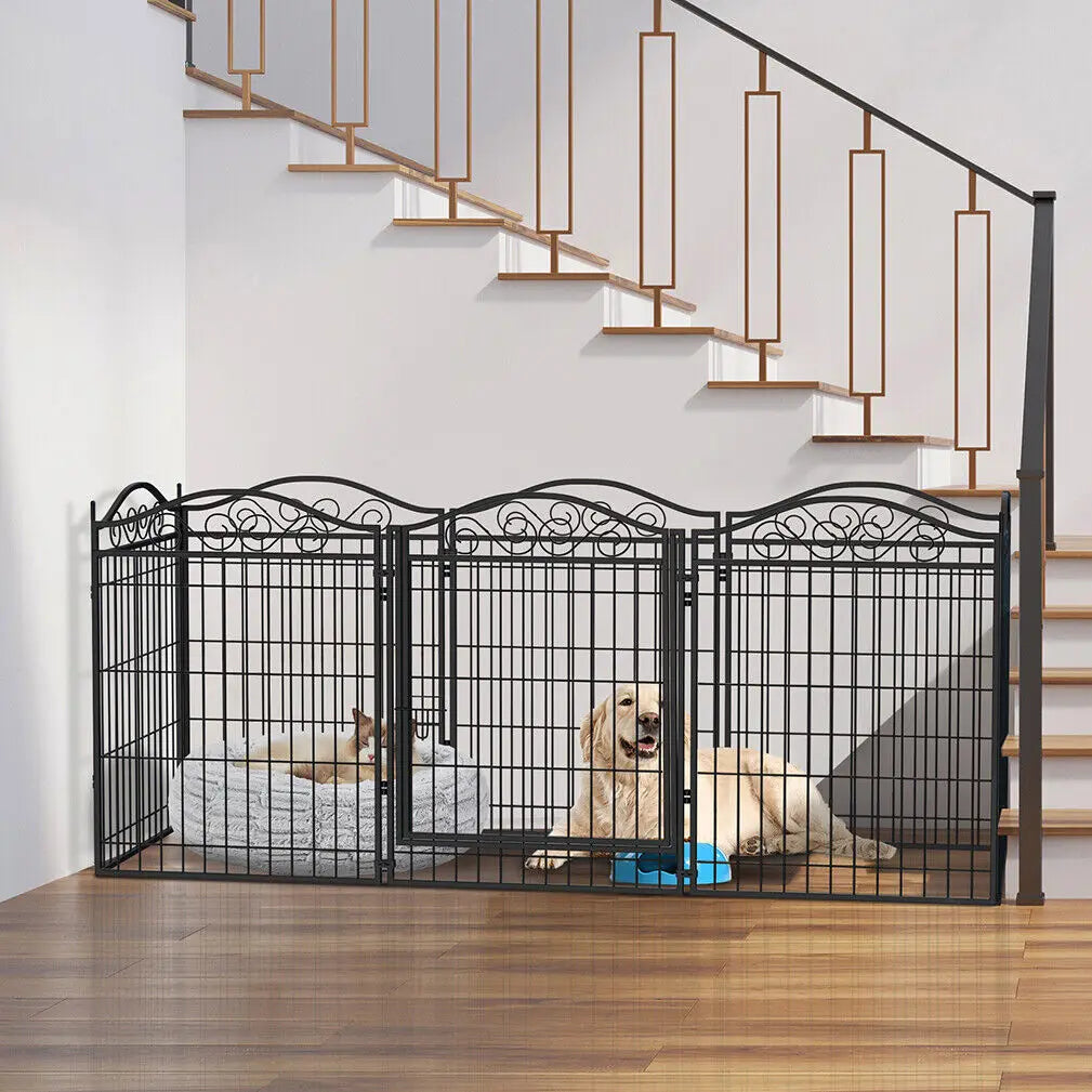 Foldable 8-Panel Dog Playpen with Gate