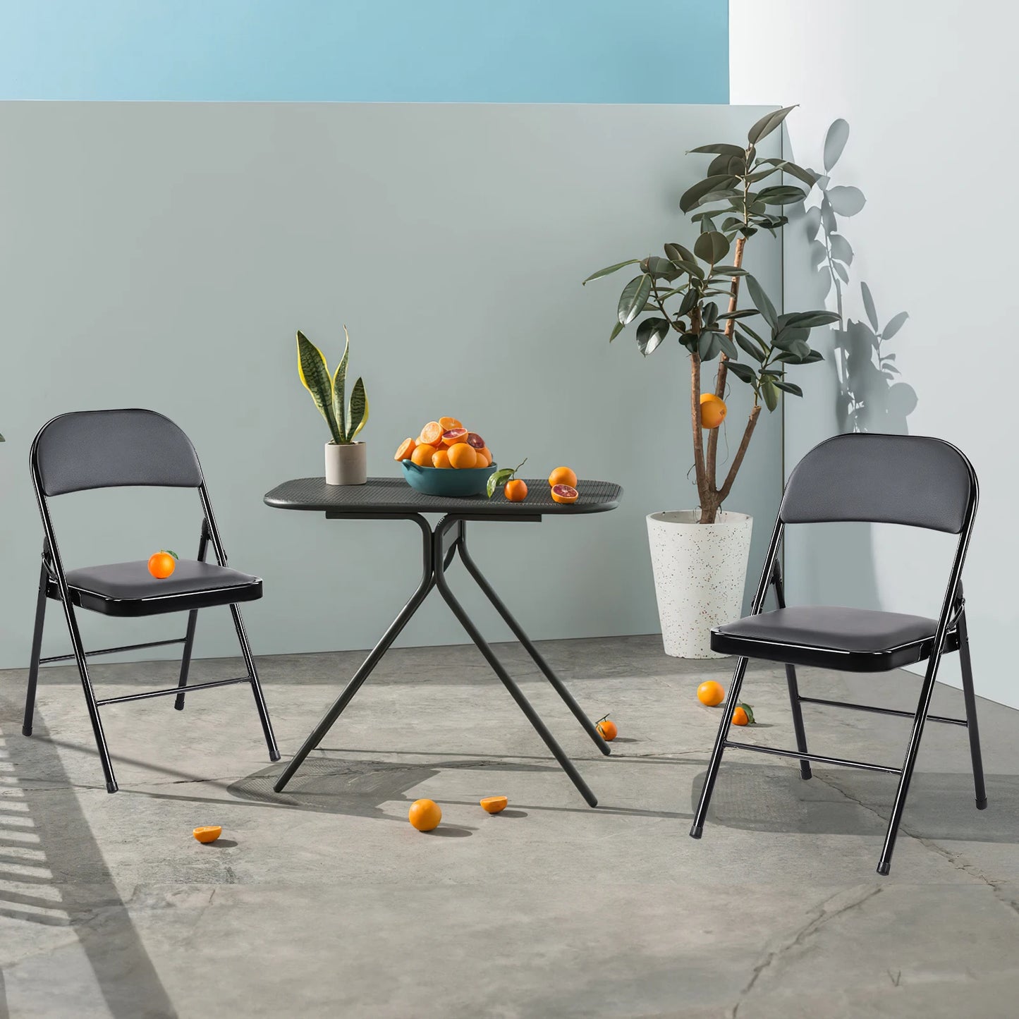 Leather Padded Folding Chairs (4-Pack)