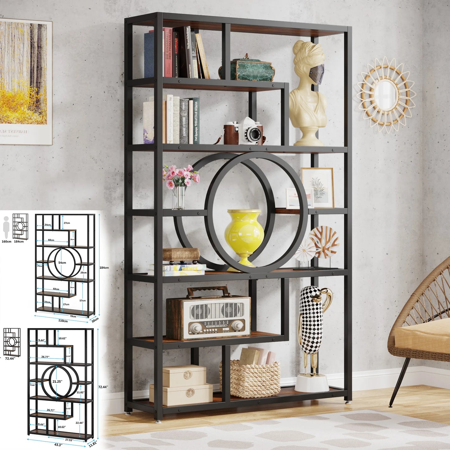 Half‑Moon Etagere Bookcase