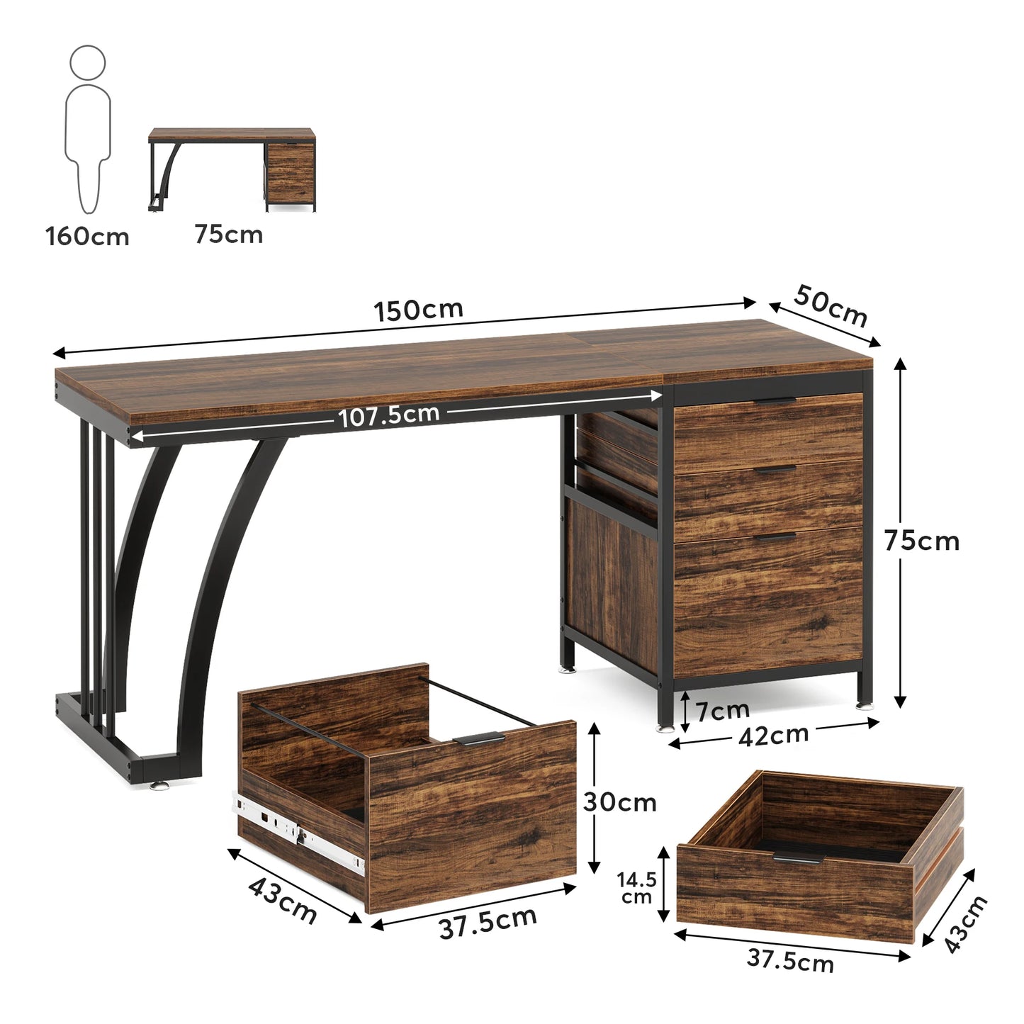 Reversible Drawer Desk
