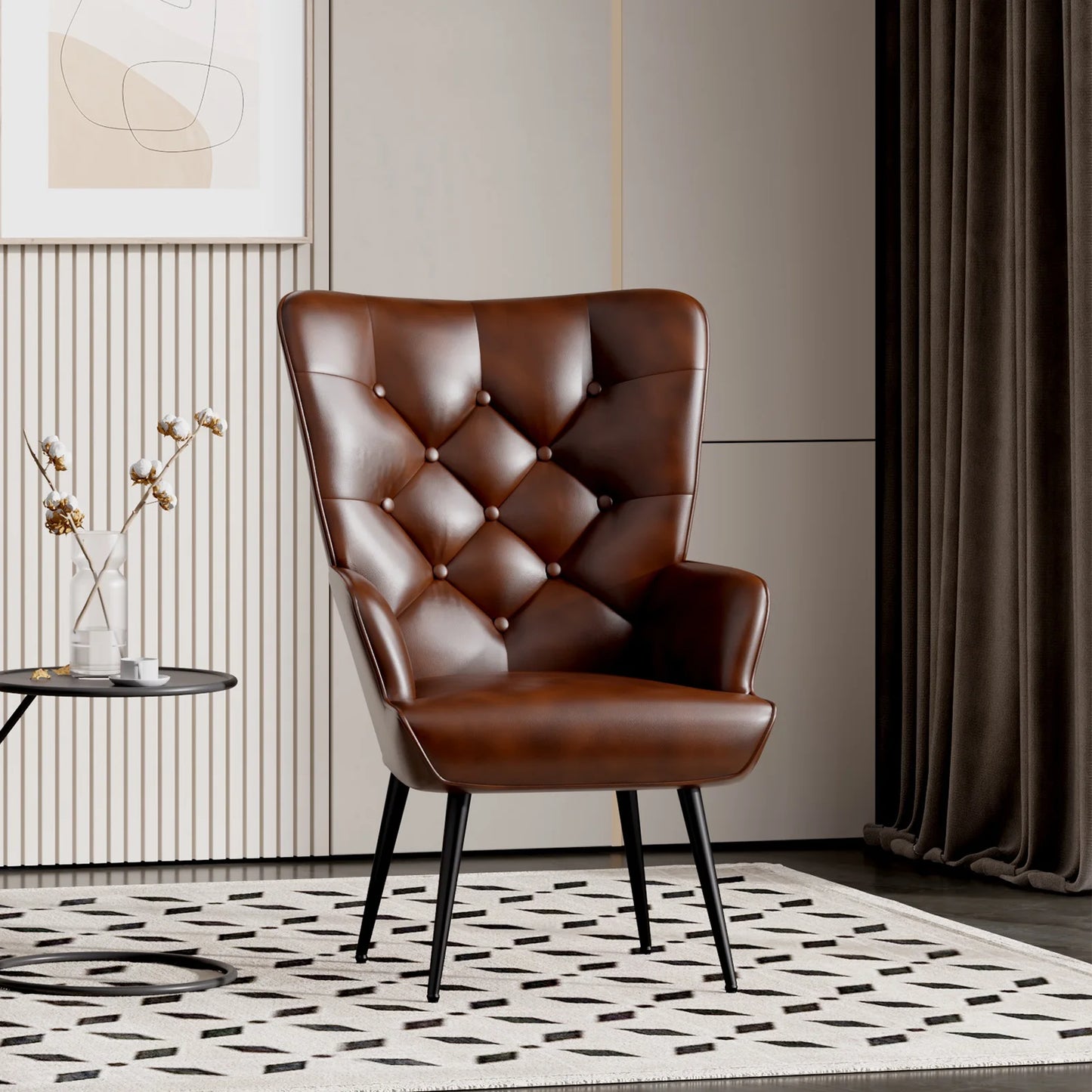 Velvet High Back Armchair